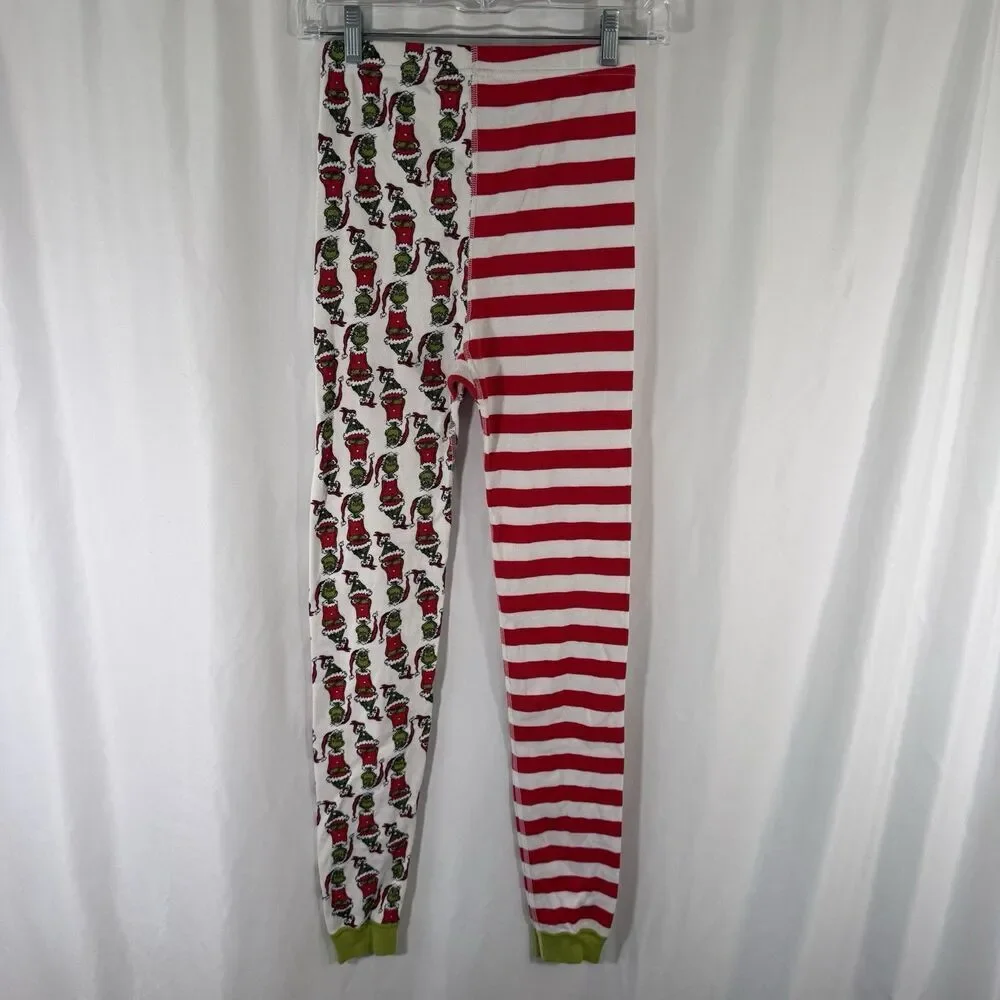 Hanna Anderson The Grinch Pajama Pants Girls 14 Red White Striped Organic Cotton